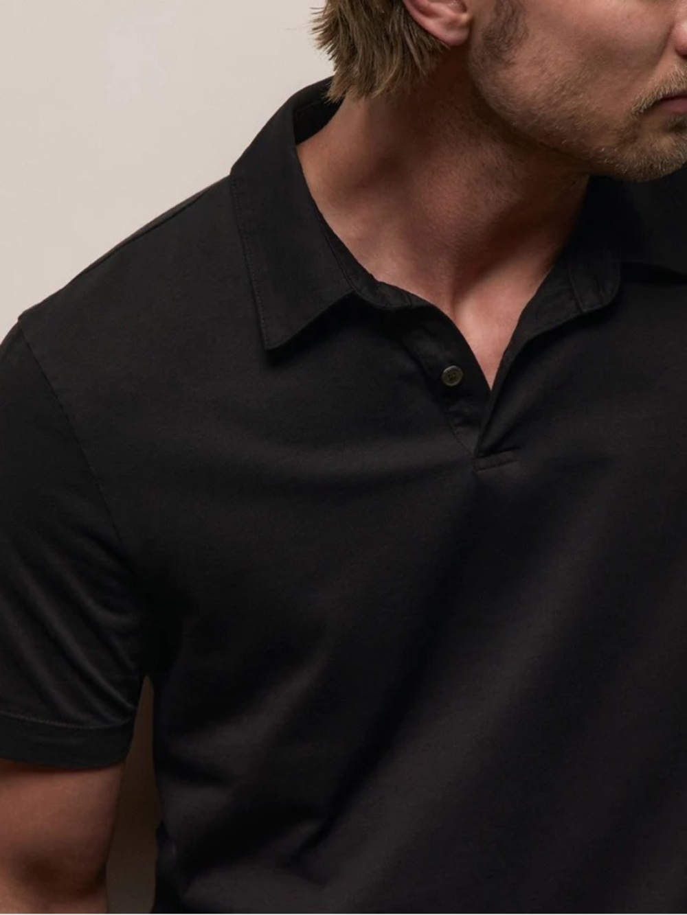 JAMES PERSE Los Angeles Sueded Cotton Jersey Polo Shirt Black Size 5 (XXL)